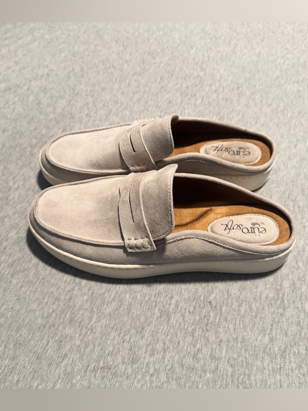 EuroSoft by Sofft Light Beige Suede Slip-On Loafer Mule 8M
